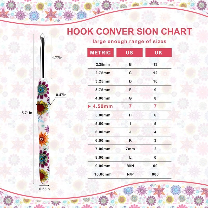 LOOEN 4.5mm Crochet Hook, Ergonomic Handle for Arthritic Hands, Soft Rubber Grip Extra Long Knitting Needles for Beginners and Knitting Crocheting Yarn (4.5mm) - Image 2